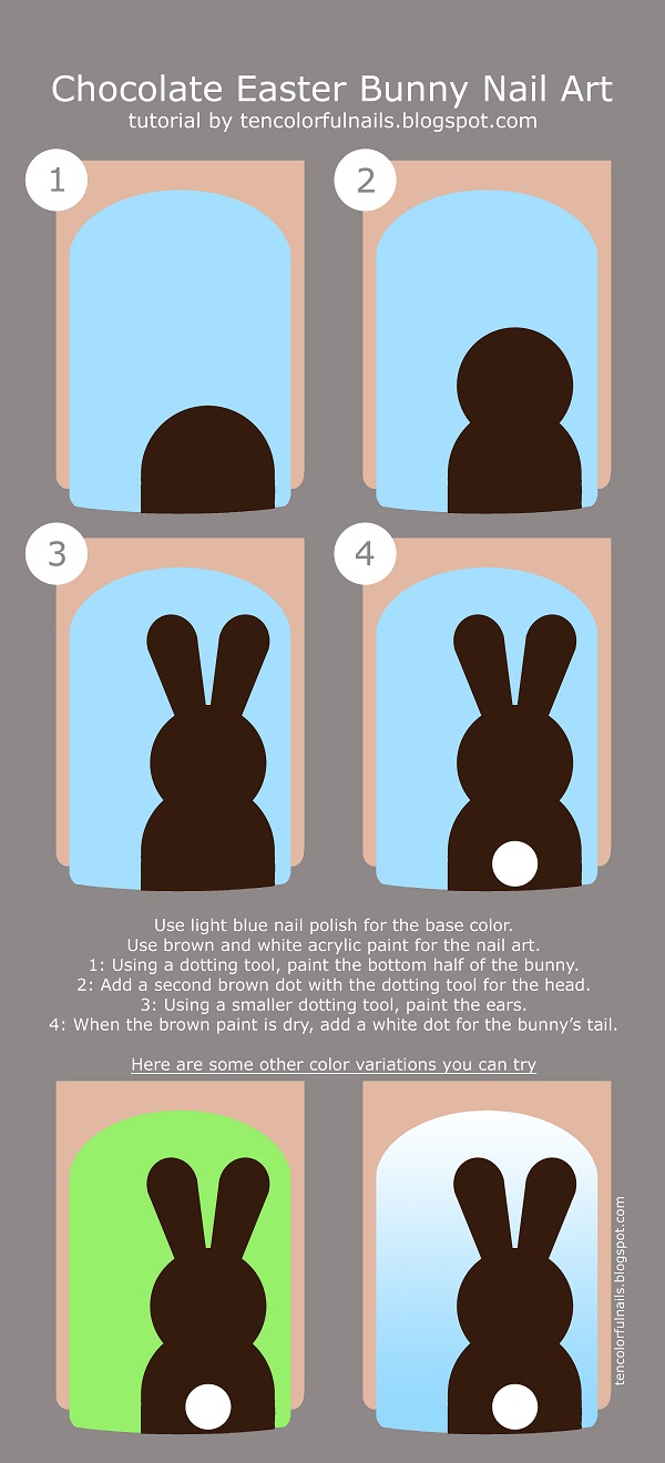 Chocolate Easter Bunny Nail Art tutorial